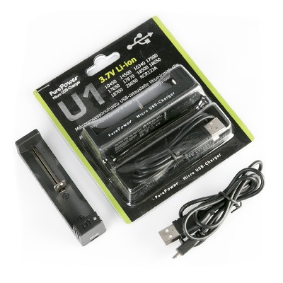 Batteriladdare, Purepower U1, USB, fr Li-ion batterier i gruppen KRISBEREDSKAP / Allt inom Krisberedskap hos Familjetrygg (2600)