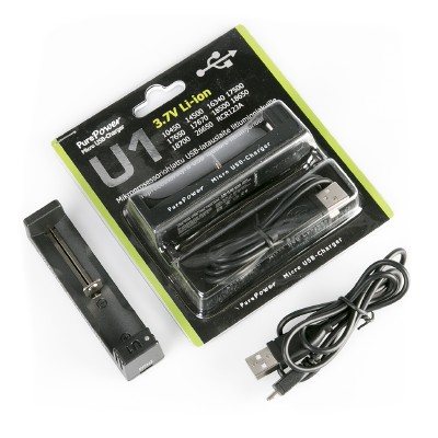 Batteriladdare, Purepower U1, USB, fr Li-ion batterier i gruppen Hemmet / Ficklampor hos Familjetrygg (2600)