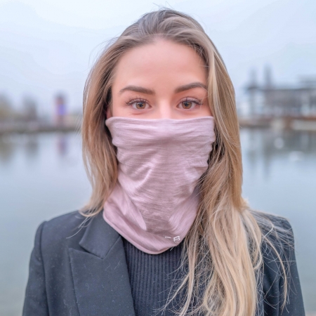 Loop scarf, buff av tencel och merinoull, antiviral, antimikrobiell ljusrosa