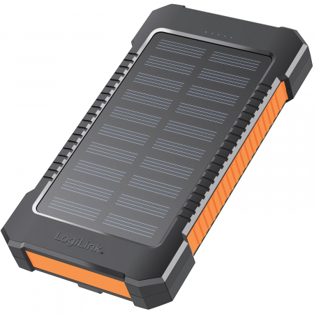 PowerBank 6.000 mAh 10W Solcell Svart/Orange i gruppen Friluftsliv / Allt inom Friluftsliv hos Familjetrygg (PA0321)
