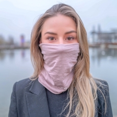 Loop scarf av Tencel och merinoull, antiviral, antimikrobiell, ViralOff - Ljusrosa