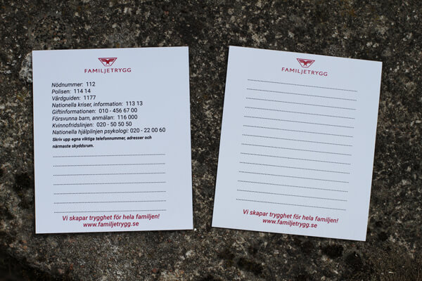 Krisberedskap info-kort i specialplast