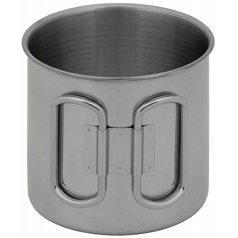 Mugg, rostfritt st�l, med vikbara handtag