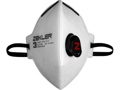 Skyddsmask, skydd mot bakterier, virus Svenska Zekler, klass FFP3V, 3-pack.
