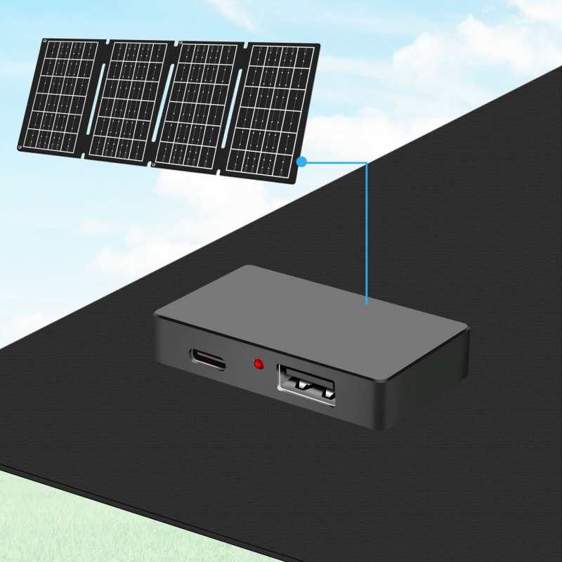 Vikbar solcellspanel med USB-laddare 1x USB-C, 1 x USB-A 15W