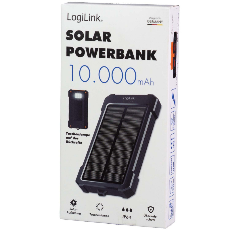 PowerBank 10.000 mAh 20W PD Solcell Svart