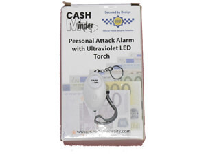 �verfallslarm 140 decibel, Cash Minder med UV lampa VIT