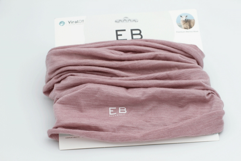 Loop scarf, buff av tencel och merinoull, antiviral, antimikrobiell ljusrosa