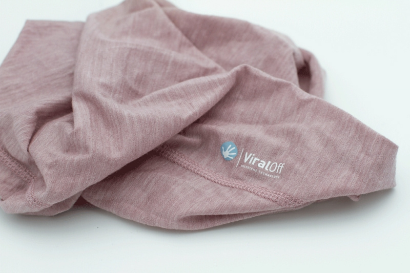 Loop scarf, buff av tencel och merinoull, antiviral, antimikrobiell ljusrosa