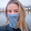 Loop scarf av Tencel och merinoull, antiviral, antimikrobiell, ViralOff  - Gråblå Loop scarf, buff av tencel och merinoull, antiviral, antimikrobiell gråblå
