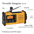 Vevradio Sangean AM/FM med solcell, usb, mobilladdare, 3,5 mm jack, ficklampa