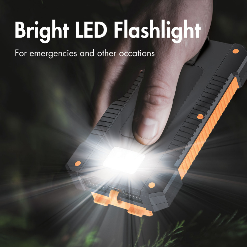 PowerBank 6.000 mAh 10W Solcell Svart/Orange