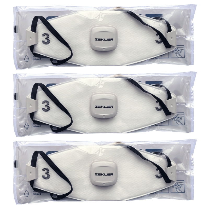 Andningsskydd filtrerar Virus & bakterier, Svenska Zekler, FFP3V, 3-pack