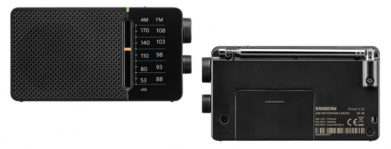 N�dradio Pocket 110 fickradio SANGEAN SR-36 f�r AA batterier