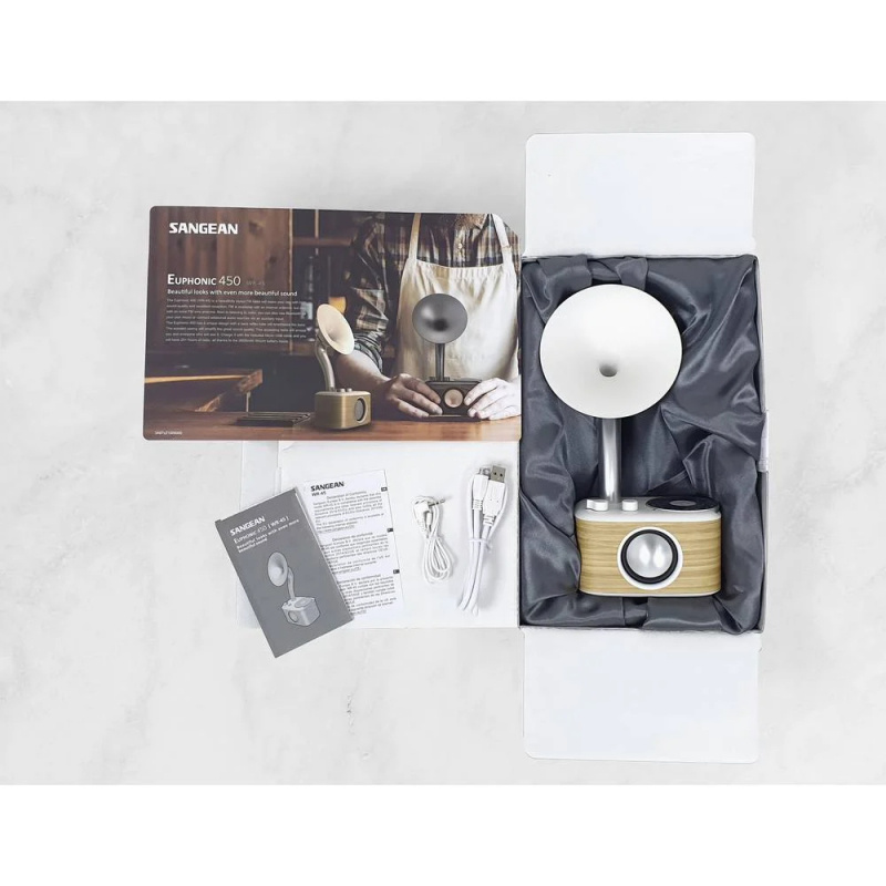 Sangean WR-45 White Bordsradio FM AUX, Bluetooth uppladdningsbart Vit