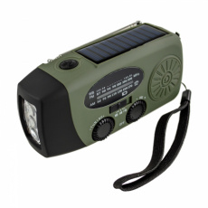 Vevradio YX-71 med solcell, ficklampa och mobilladdare