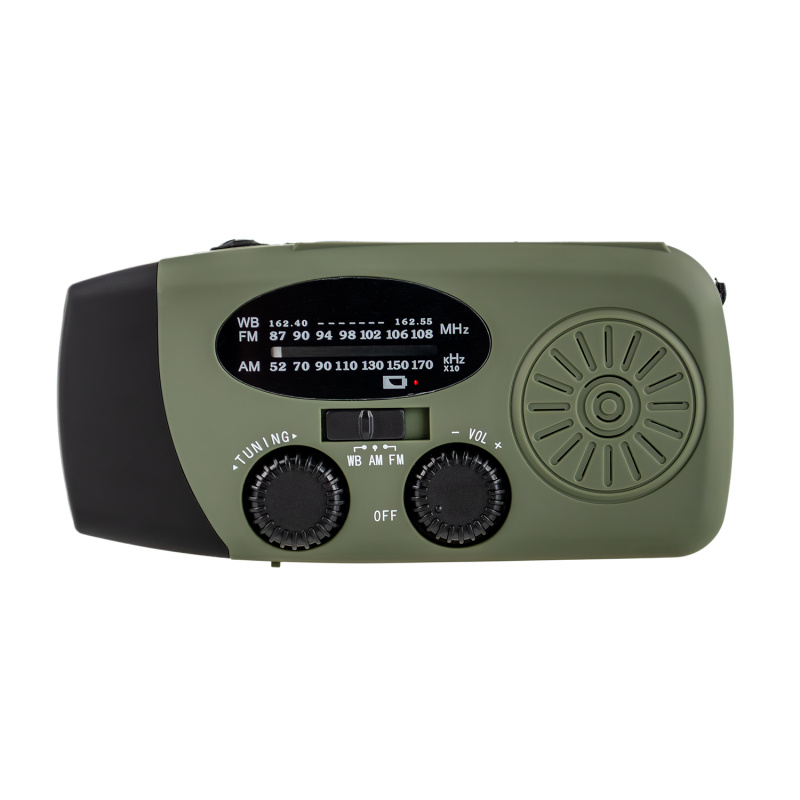 Vevradio YX-71 med solcell, ficklampa och mobilladdare