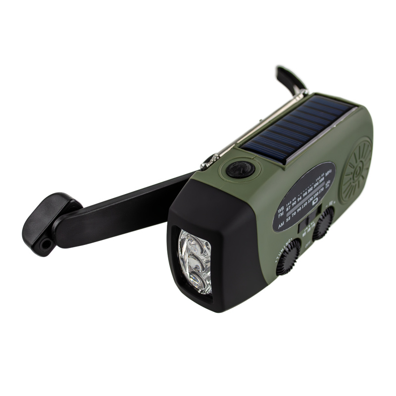 Vevradio YX-71 med solcell, ficklampa och mobilladdare